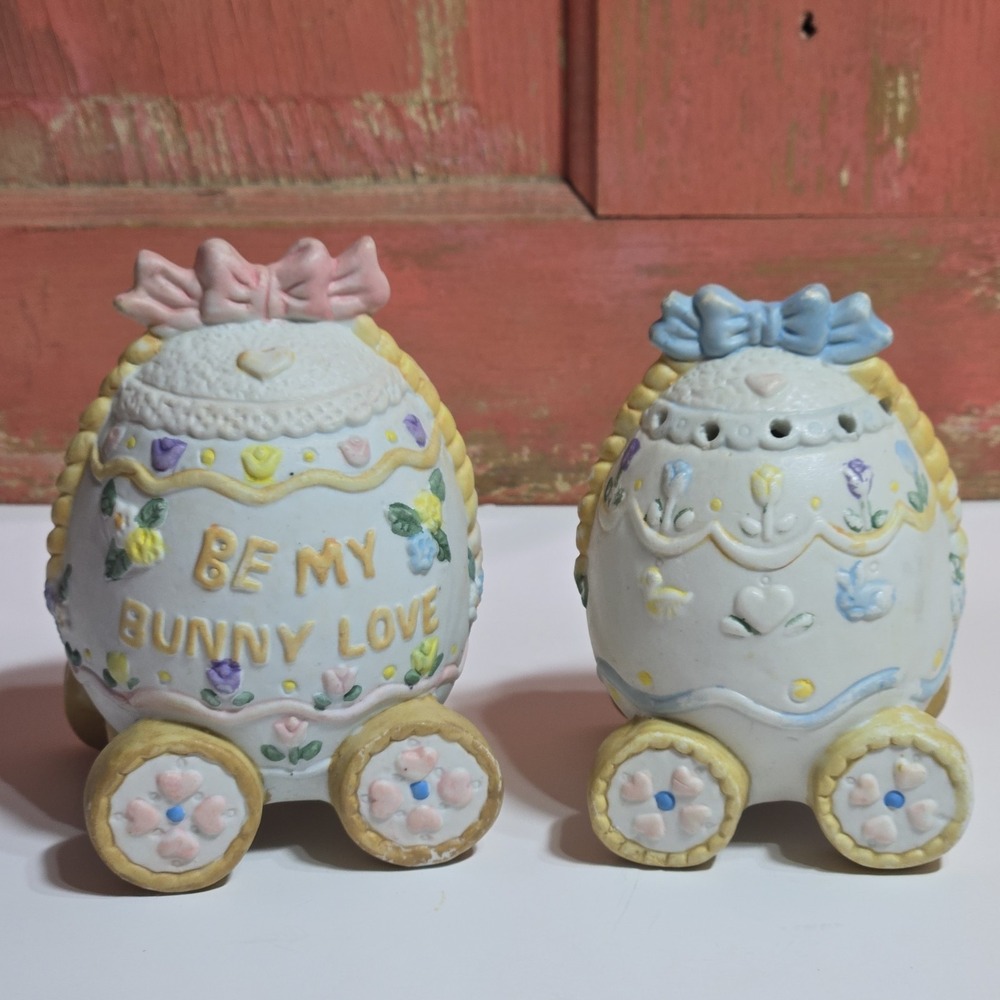 Vintage Ceramic Easter Egg Bunny Rabbit Train Buy Pink Get Blue Free Parts Only